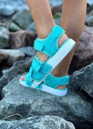 Красивые женские сандалии adidas в бирюзовом цвете (весна-лето-осень)😍8 фото