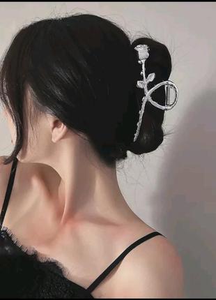 Стильна оригінальна заколка для волосся крабік металевий троянда