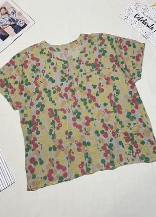 Красива блуза  оверсайз  котон + льон від італійського бренду silletts 👗 розмір 56-62 💥