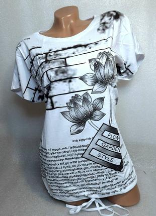 52-56 г женская футболка большой размер стрейч коттон дешево