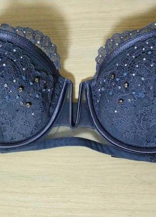 Шикарный бюстгальтер бюст бра сетка камни стразы кружево victoria's secret виктория сикрет вікторія сікрет, 34 с, оригинал