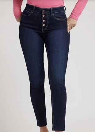 Женские джинсы с высокой посадкой на пуговицах в насыщенном оттенке отличного качества от guess1 фото