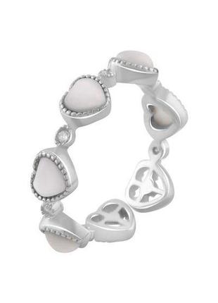 Серебряное кольцо "сердце" с натуральным перламутром