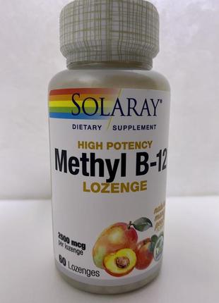 Solaray, вітамін b12 (у вигляді метилкобаламіну) високе дозування 2,500 mcg, 60шт