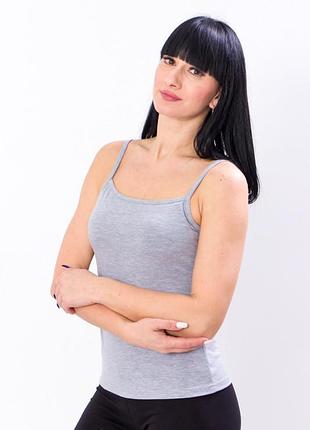 Женская базовая серая майка на тонких бретелях