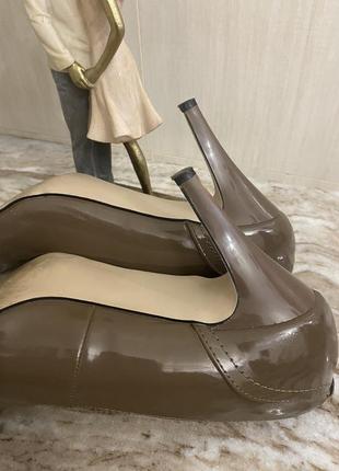 Классические туфли лодочки на полную и широкую ногу цвет шоколад7 фото
