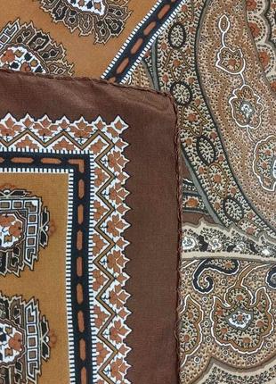Женский шелковый платок art of silk tie rack 81*84 см, винтажный шелковый платок коричневый5 фото