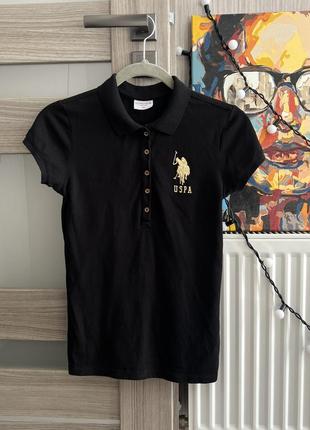 Черная футболка поло ralph lauren u.s. polo assn.