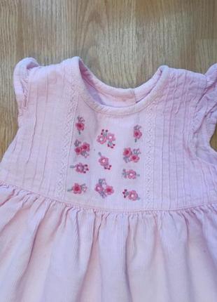 Красивое вельветовое платье для малышки george, размер 3-6 месяцев2 фото
