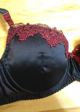 36dd 80е новый элегантный сатиновый бюстгальтер балконет с изящной вышивкой