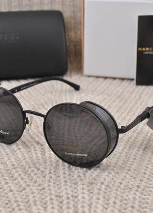 Фирменные солнцезащитные круглые очки marc john polarized mj0795 с шорой1 фото