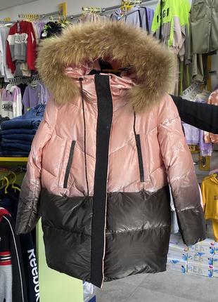 Тепла і стильна зимова куртка для дівчинки 164