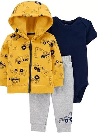 Комплект 3 в 1 carter's р.46-55 newborn,худі,штани,боді,набір для немовляти,костюм