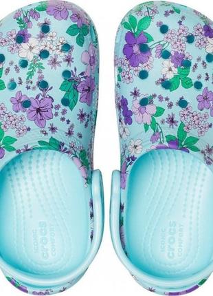 Крокси сабо crocs floral 27-28 c10 16.6 см блакитні