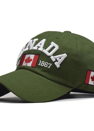 Мужская бейсболка от narason зеленая с лого canada