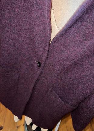 Фиолетовое шерстяное пальто темно вишневої more & more5 фото