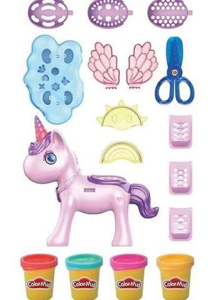 Пластилін “unicorn playset" color-mud тісто для ліплення 4 кольори, єдиноріг, аксесуари2 фото