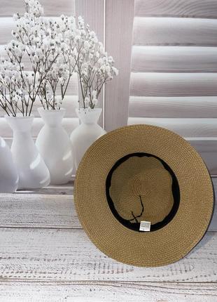 Летняя женская солнцезащитная соломенная шляпа канотье колорит белая  (54-58)4 фото