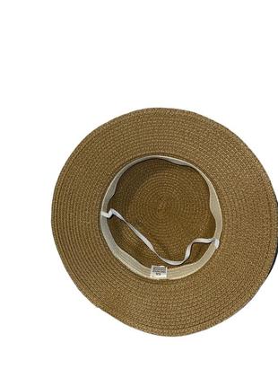 Шляпа женская солнцезащитная соломенная бежевого цвета (54-58)5 фото