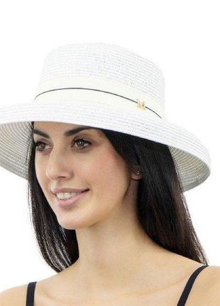 Шляпа солнцезащитная соломенная женская абажур белая 54-58