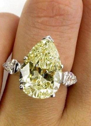 Срібний перстень з жовтим муассанитом . розмір 17.51 фото