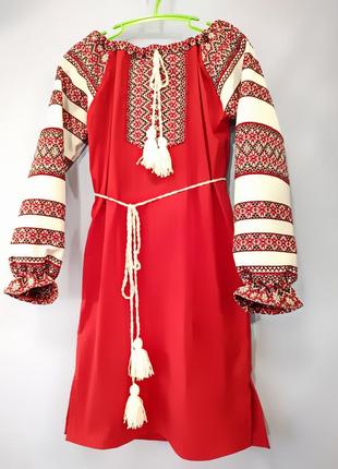 Сукня вишита червона, дитяча р. 92 - 158