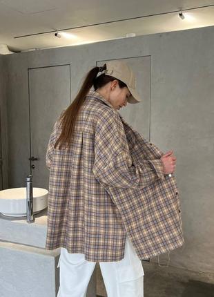 Фланелева сорочка оверсайз у клітинку3 фото