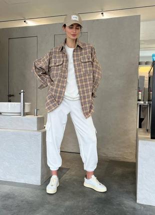 Фланелева сорочка оверсайз у клітинку6 фото