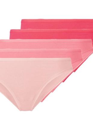 Комплект жіночих трусиків із 5 штук, розмір s/m, колір кораловий, рожевий, пудровий