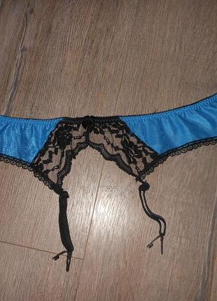 S/m германия! синий ажурный пояс для чулок новый