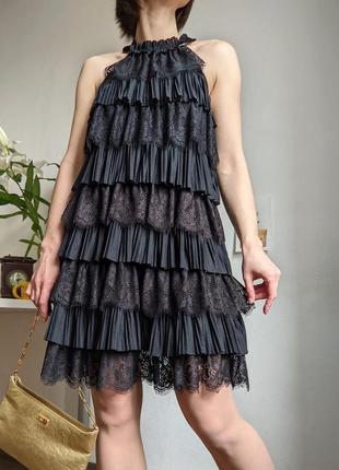 Платье вечернее кружево мини коктейльное готическое викторианский стиль воланы s m