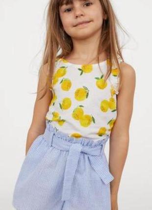 Красивая майка h&amp;m лимончики на 4-6 лет рост 110-116