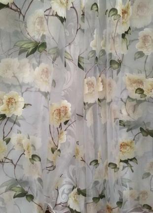 Тюль жовта троянда