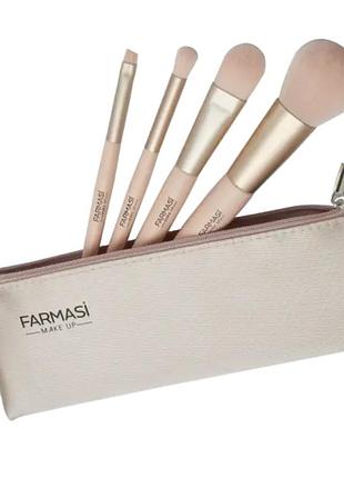Габор кисточек для макияжуз косметичкой soft pink, farmasi, туреченица