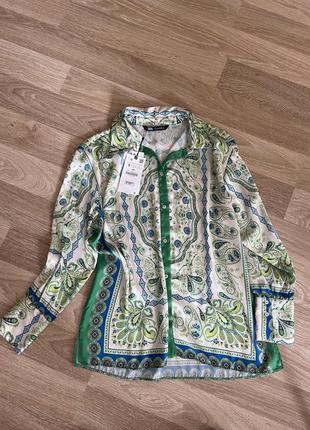 Zara блуза сорочка сатин атлас шовк