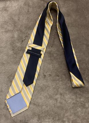Краватка tommy hilfiger натуральний шовк жовто-сіра смужка