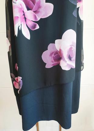 Нарядное платье george из комбинированной ткани с принтом красивых цветов4 фото