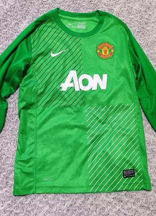 Оригинал вратарская футбольная кофта manchested united nike 12-13 лет 147-158 см1 фото