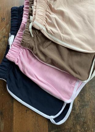Короткие хлопковые шорты синие / розовые / коричневые / пудра3 фото
