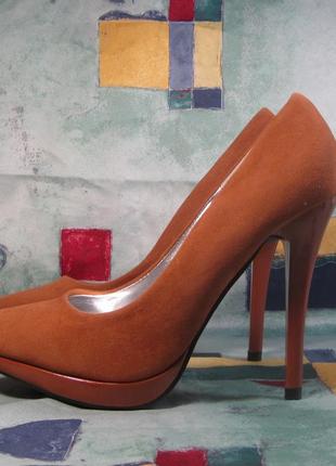 Пудрові коричневі гірчичні туфли човники на підборах emilia shoes розмір 38 каблук 10 см