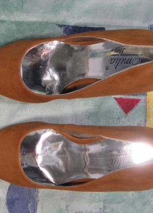 Пудровые коричневые горчичные туфлы лодочки на каблуках emilia shoes размер 38 каблук 10 см6 фото
