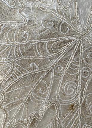 Розкішна лляна скатертина з мереживом 160 см verolli круг3 фото