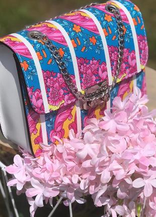 Летняя разноцветная сумочка (натур.кожа, италия)