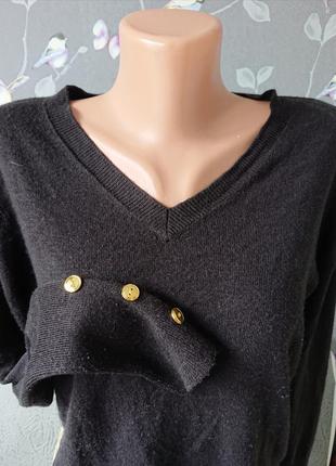 Женская черная кофта с золотыми пуговицами р.42/44 джемпер пуловер свитер2 фото