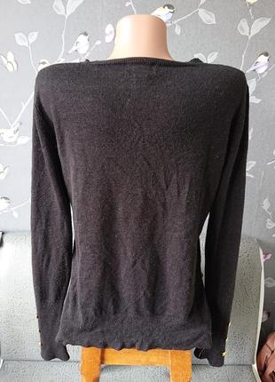 Женская черная кофта с золотыми пуговицами р.42/44 джемпер пуловер свитер4 фото