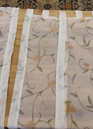 3 легкие газовые шторки с завязками