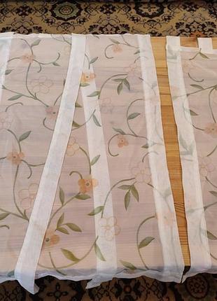 3 легкие газовые шторки с завязками