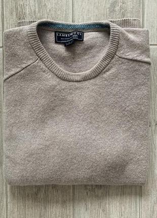 Мужской свитер кофта пуловер шерсть wool коричневый бежевый f&f 50 52 m l