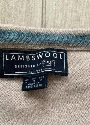 Мужской свитер кофта пуловер шерсть wool коричневый бежевый f&f 50 52 m l5 фото
