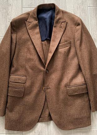 Чоловічий коричневий піджак блейзер кашемір вовна wool eleventy loro piana 48 50 m l